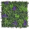 Pflanzenwände | Schwer Entflammbare Kunstpflanzen^DecoWoerner Kunstpflanzenpaneel MIX Farn Mit Lila Blüten B1 grün
