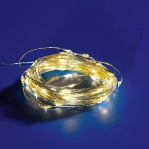 Weihnachtsbeleuchtung^DecoWoerner LED Batterie-Draht-Lichterkette Für Außen, 10 M silber