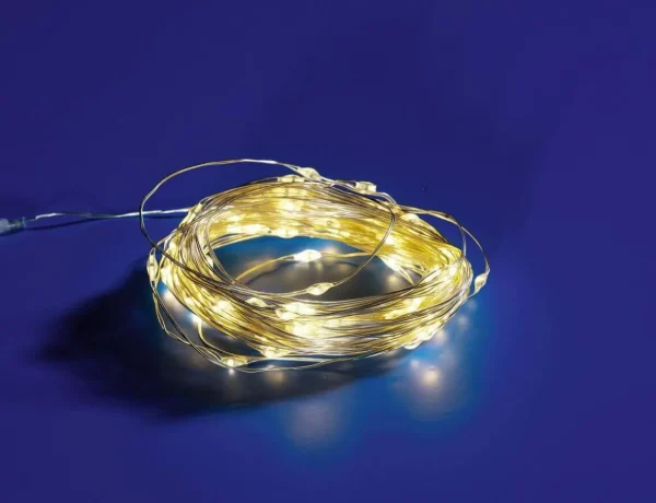 Weihnachtsbeleuchtung^DecoWoerner LED Batterie-Draht-Lichterkette Für Außen, 10 M silber