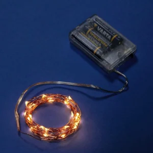 Deko-Licht^DecoWoerner LED Batterie-Draht-Lichterkette Für Innen, 5 M braun