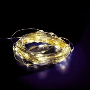Weihnachtsbeleuchtung^DecoWoerner LED Batterie-Draht-Lichterkette Für Außen, 10 M silber