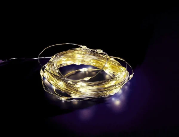 Weihnachtsbeleuchtung^DecoWoerner LED Batterie-Draht-Lichterkette Für Außen, 10 M silber
