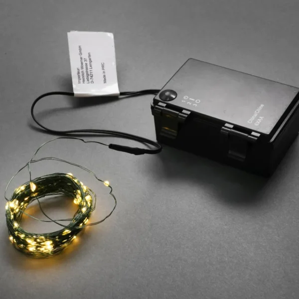 Weihnachtsbeleuchtung^DecoWoerner LED Batterie-Draht-Lichterkette Für Außen, 100 LED, 10 M grün