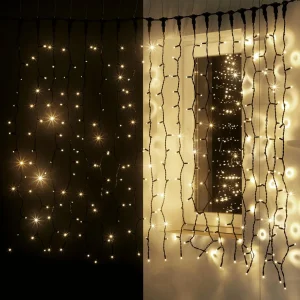 Weihnachtsbeleuchtung^DecoWoerner LED Blinkender Profi Lichtvorhang System IP67 200 Cm
