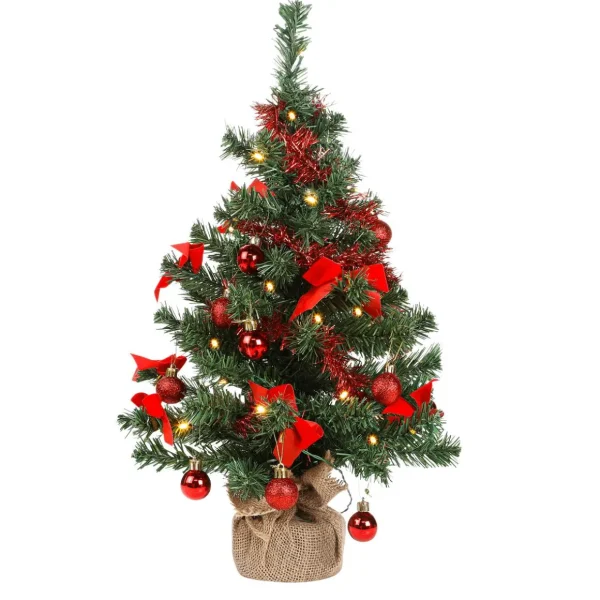 Tischbäume & Tannenzweige^DecoWoerner LED Deko Tannenbaum Im Jutesäckchen 60 Cm grün