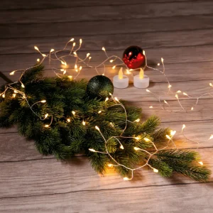 Weihnachtsbeleuchtung^DecoWoerner LED Draht Lichterkette Feuerwerk Für Außen, 6 M silber