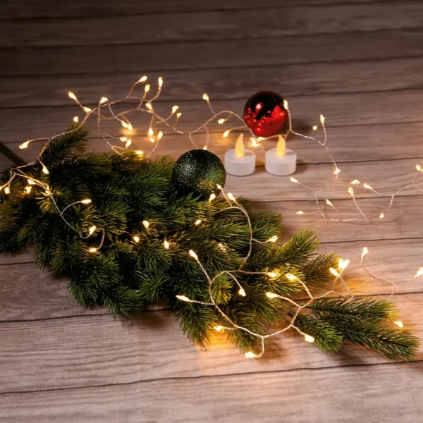 Weihnachtsbeleuchtung^DecoWoerner LED Draht Lichterkette Feuerwerk Für Außen, 6 M silber