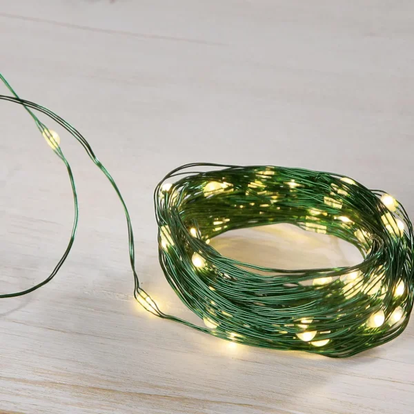 Weihnachtsbeleuchtung^DecoWoerner LED Draht Lichterkette Für Innen, 10 M grün