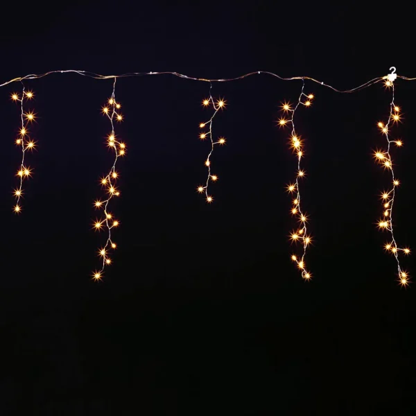 Weihnachtsbeleuchtung^DecoWoerner LED Draht-Icicle Light "Feuerwerk", 385 Cm silber