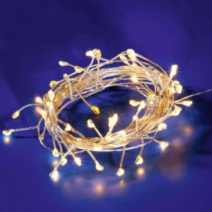 Weihnachtsbeleuchtung^DecoWoerner LED Draht-Lichterkette Twinkle Für Außen, 10 M, silber