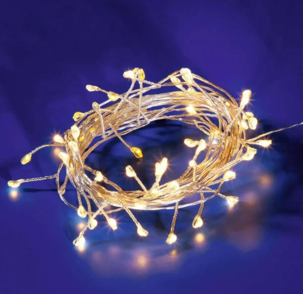 Weihnachtsbeleuchtung^DecoWoerner LED Draht-Lichterkette Twinkle Für Außen, 10 M, silber