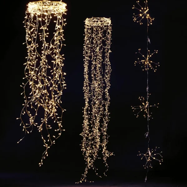 Weihnachtsbeleuchtung^DecoWoerner LED Draht-Lichtring "Feuerwerk", 185 Cm silber
