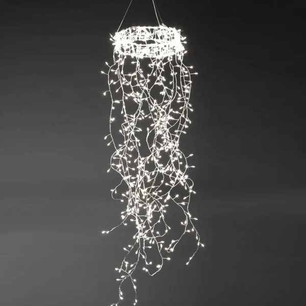 Weihnachtsbeleuchtung^DecoWoerner LED Draht-Lichtring "Feuerwerk", 185 Cm silber
