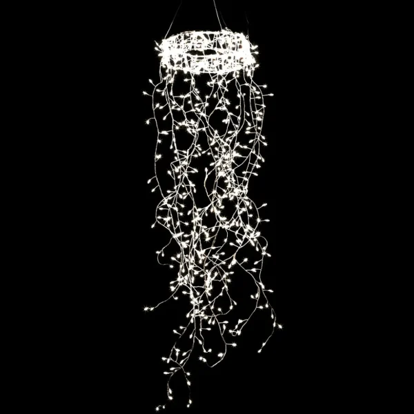 Weihnachtsbeleuchtung^DecoWoerner LED Draht-Lichtring "Feuerwerk", 185 Cm silber