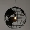 Deko-Licht | Themen-Deko^DecoWoerner LED Globus-Leuchter 60cmØ Matt, E27 LED Birne, 230V schwarz