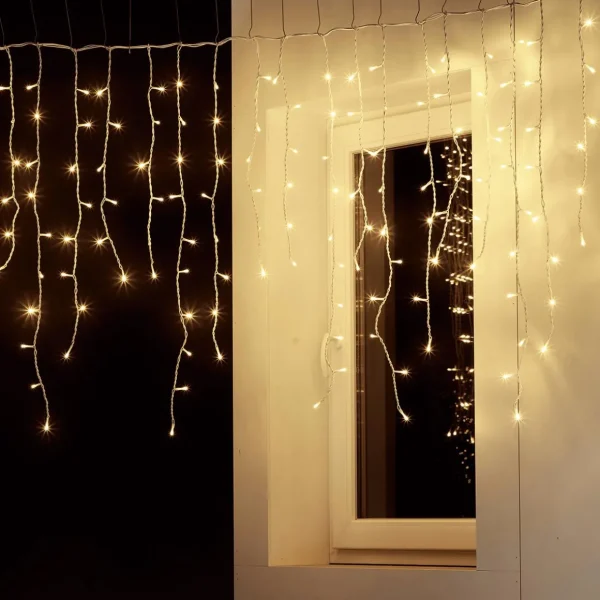Weihnachtsbeleuchtung^DecoWoerner LED Icicle-Light System IP20 300 X 100 Cm Ohne Zuleitung weiß