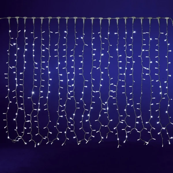 Weihnachtsbeleuchtung^DecoWoerner LED Lichtervorhang Für Außen, 400 LED, 200 Cm weiß
