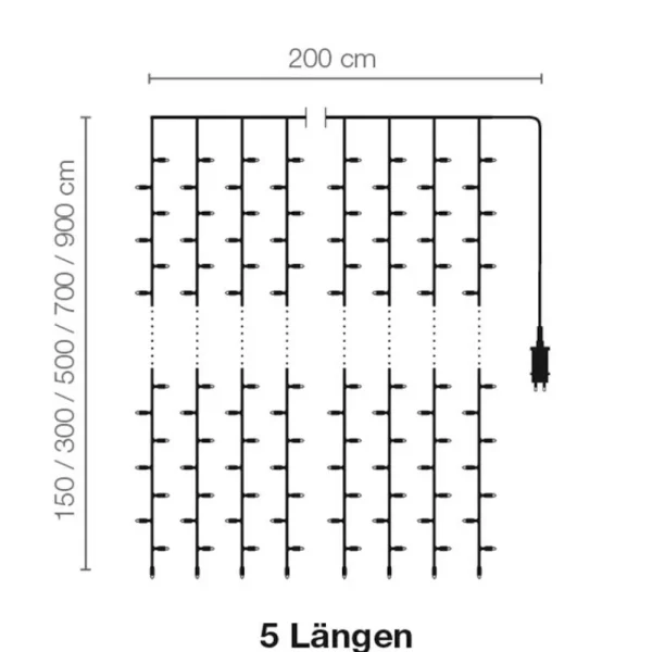Weihnachtsbeleuchtung^DecoWoerner LED Lichtvorhang 24V Für Außen, 1160 LED, 700 X 200 Cm
