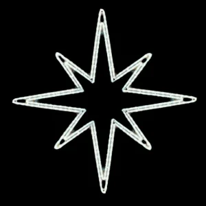 Weihnachtsbeleuchtung^DecoWoerner LED Metal-Stern , Kaltweiß Ropelight 85 Cm silber