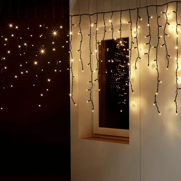Weihnachtsbeleuchtung^DecoWoerner LED Profi Icicle-Light System IP67, 300 Cm Ohne Zuleitung weiß
