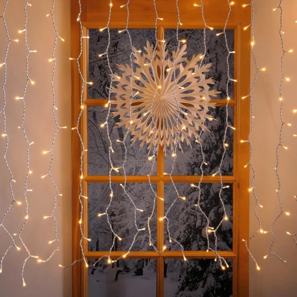 Weihnachtsbeleuchtung^DecoWoerner LED Profi Lichtvorhang System IP20, 300 Cm Ohne Zuleitung weiß
