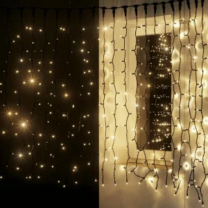 Weihnachtsbeleuchtung^DecoWoerner LED Profi Lichtvorhang System IP67 150 Cm schwarz