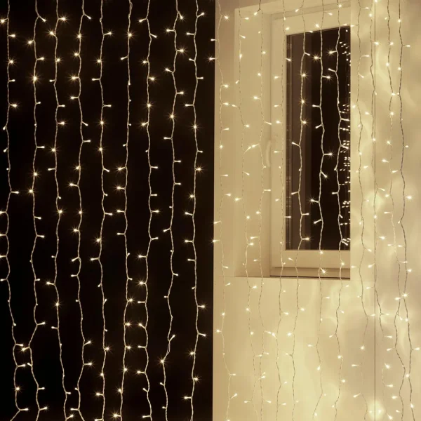 Weihnachtsbeleuchtung^DecoWoerner LED Profi Lichtvorhang System IP20, 300 Cm Ohne Zuleitung weiß