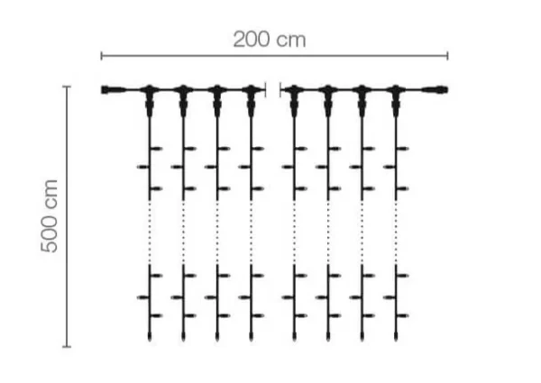 Weihnachtsbeleuchtung^DecoWoerner LED Profi Lichtvorhang System IP67, 500 Cm Ohne Zuleitung, weiß