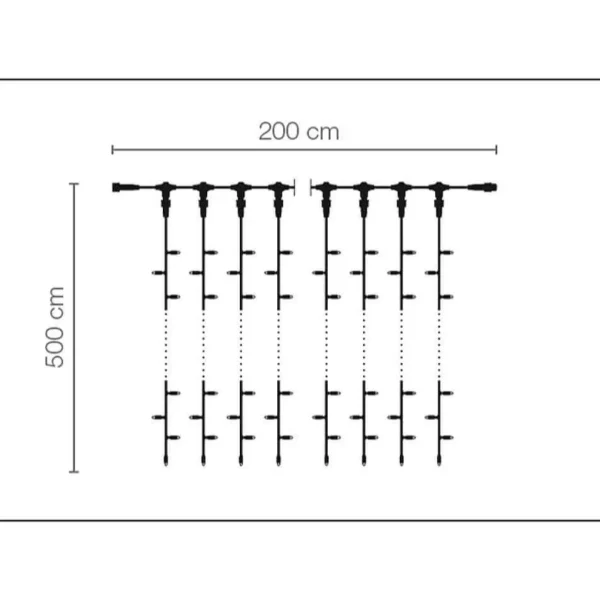 Weihnachtsbeleuchtung^DecoWoerner LED Profi Lichtvorhang System IP67, 500 Cm Ohne Zuleitung, Schwarz