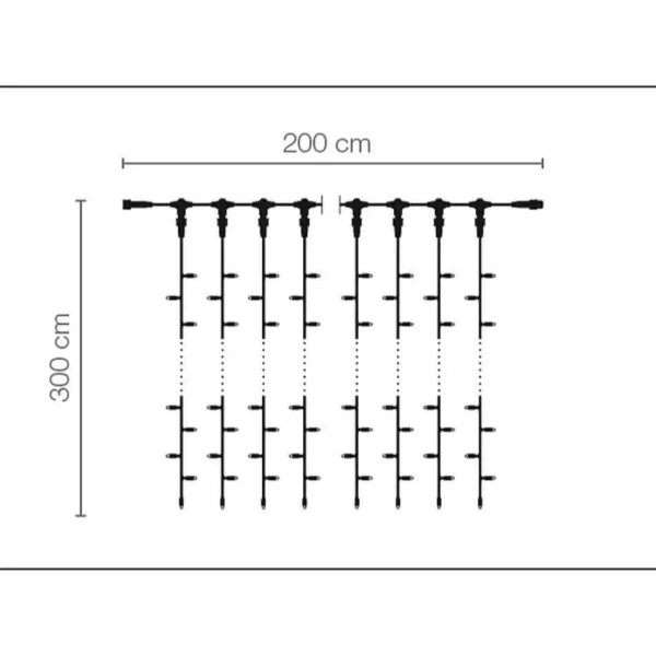Weihnachtsbeleuchtung^DecoWoerner LED Profi Lichtvorhang System IP67, 300 Cm Ohne Zuleitung, schwarz