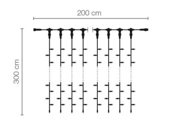 Weihnachtsbeleuchtung^DecoWoerner LED Profi Lichtvorhang System IP67, 300 Cm Ohne Zuleitung, weiß