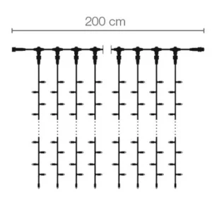 Weihnachtsbeleuchtung^DecoWoerner LED Profi Lichtvorhang System IP67 150 Cm schwarz