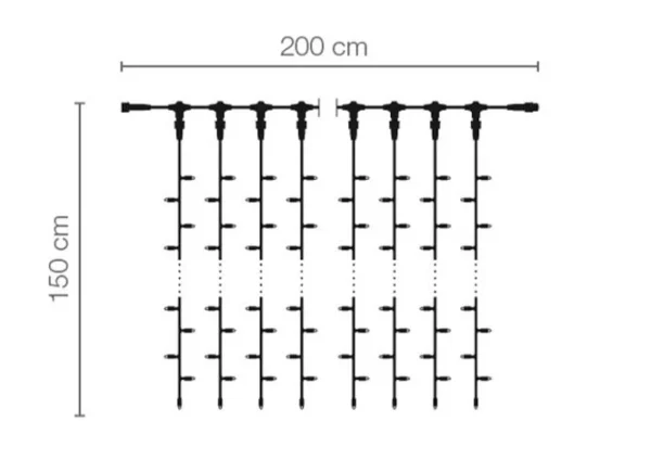 Weihnachtsbeleuchtung^DecoWoerner LED Profi Lichtvorhang System IP67 150 Cm schwarz
