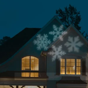 Deko-Licht^DecoWoerner LED Projektor Schneeflocken LED Weiß 16 Cm schwarz