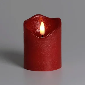 Deko-Licht^DecoWoerner LED Wachs-Kerze 7,5 Cm Ø, 10 Cm Hoch rot