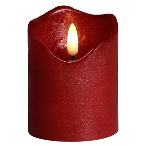 Deko-Licht^DecoWoerner LED Wachs-Kerze 7,5 Cm Ø, 10 Cm Hoch rot