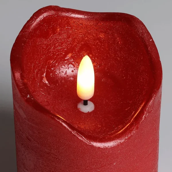 Deko-Licht^DecoWoerner LED Wachs-Kerze 7,5 Cm Ø, 10 Cm Hoch rot