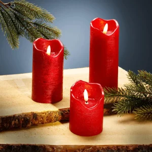 Deko-Licht^DecoWoerner LED Wachs-Kerze 7,5 Cm Ø, 12,5 Cm Hoch rot