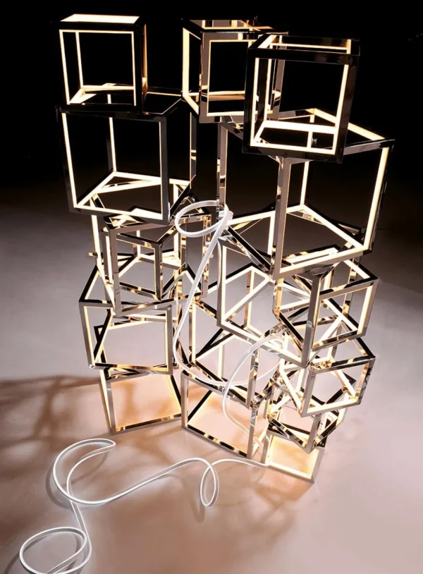Deko-Licht^DecoWoerner LED Würfel Dimmbar, 20 X 20 Cm silber