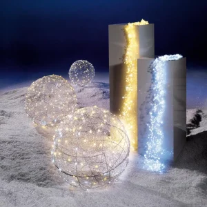 Deko-Licht | Weihnachtsbeleuchtung^DecoWoerner LED-Draht-Leuchtkugel Blinkend 45 Cm Ø silber