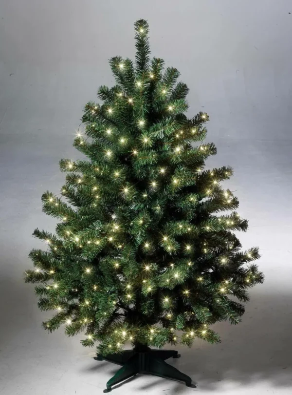 Weihnachtsbeleuchtung^DecoWoerner LED-Draht-Lichterkette Für Weihnachtsbäume, 4 Stränge à 4 M grün