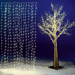 Weihnachtsbeleuchtung^DecoWoerner LED-Draht-Lichtvorhang Für Außen, 150 Cm silber