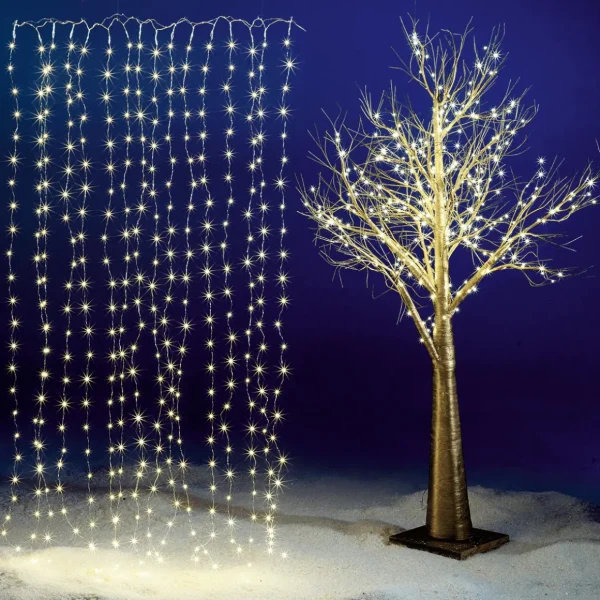 Weihnachtsbeleuchtung^DecoWoerner LED-Draht-Lichtvorhang Für Außen, 150 Cm silber