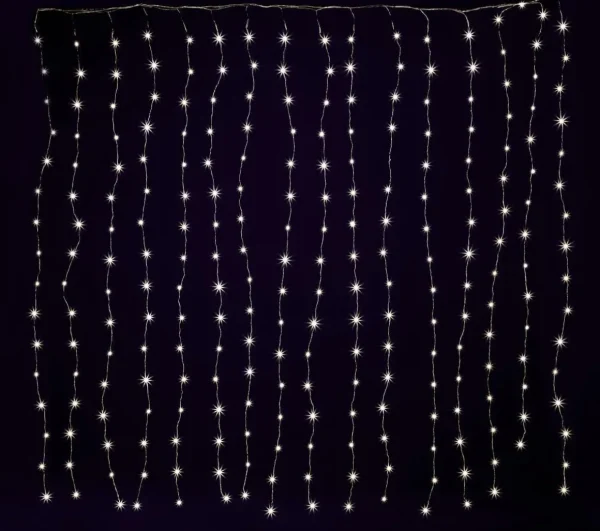 Weihnachtsbeleuchtung^DecoWoerner LED-Draht-Lichtvorhang Für Außen, 240 Cm silber