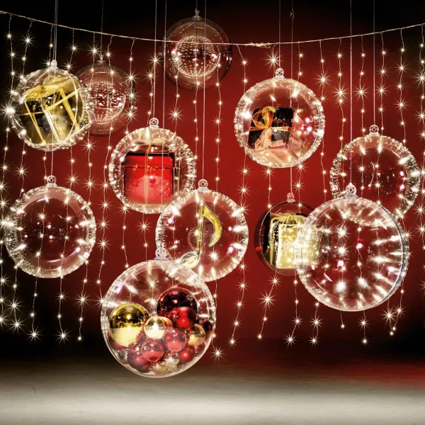 Weihnachtsbeleuchtung^DecoWoerner LED-Draht-Lichtvorhang Für Außen, 300 Cm silber