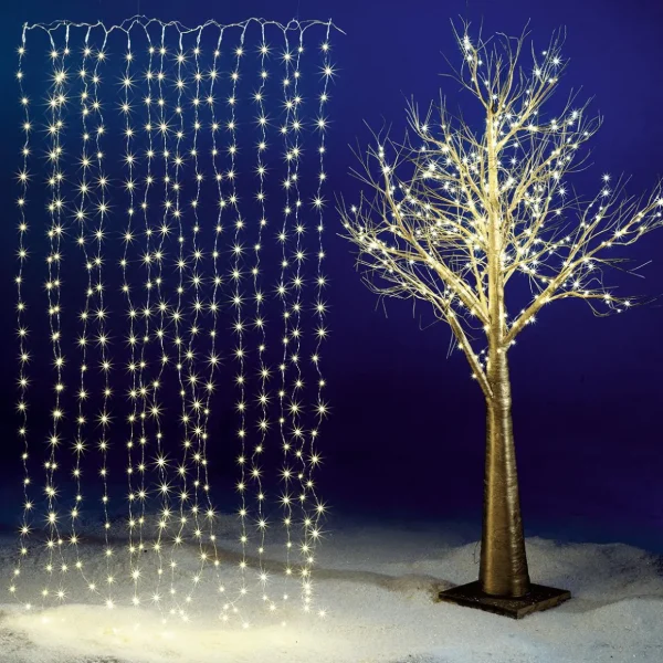 Weihnachtsbeleuchtung^DecoWoerner LED-Draht-Lichtvorhang Für Außen, 240 Cm silber