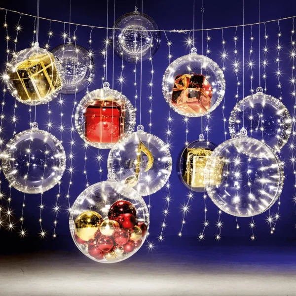 Weihnachtsbeleuchtung^DecoWoerner LED-Draht-Lichtvorhang Für Außen, 300 Cm silber