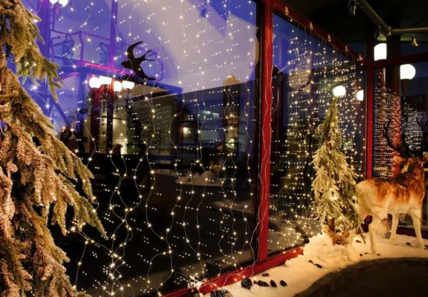Weihnachtsbeleuchtung^DecoWoerner LED-Draht-Lichtvorhang Für Außen, 240 Cm silber