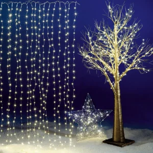 Weihnachtsbeleuchtung^DecoWoerner LED-Draht-Lichtvorhang Für Außen, 300 Cm silber
