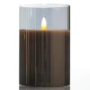 Deko-Licht^DecoWoerner LED-Kerze Aus Wachs Im Rauchen Glas 10 X 15 Cm Grau